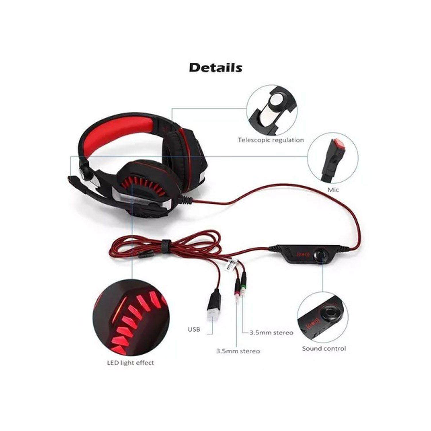 Audifono Gamer Kotion Each G2000 Multiplataforma Red-1