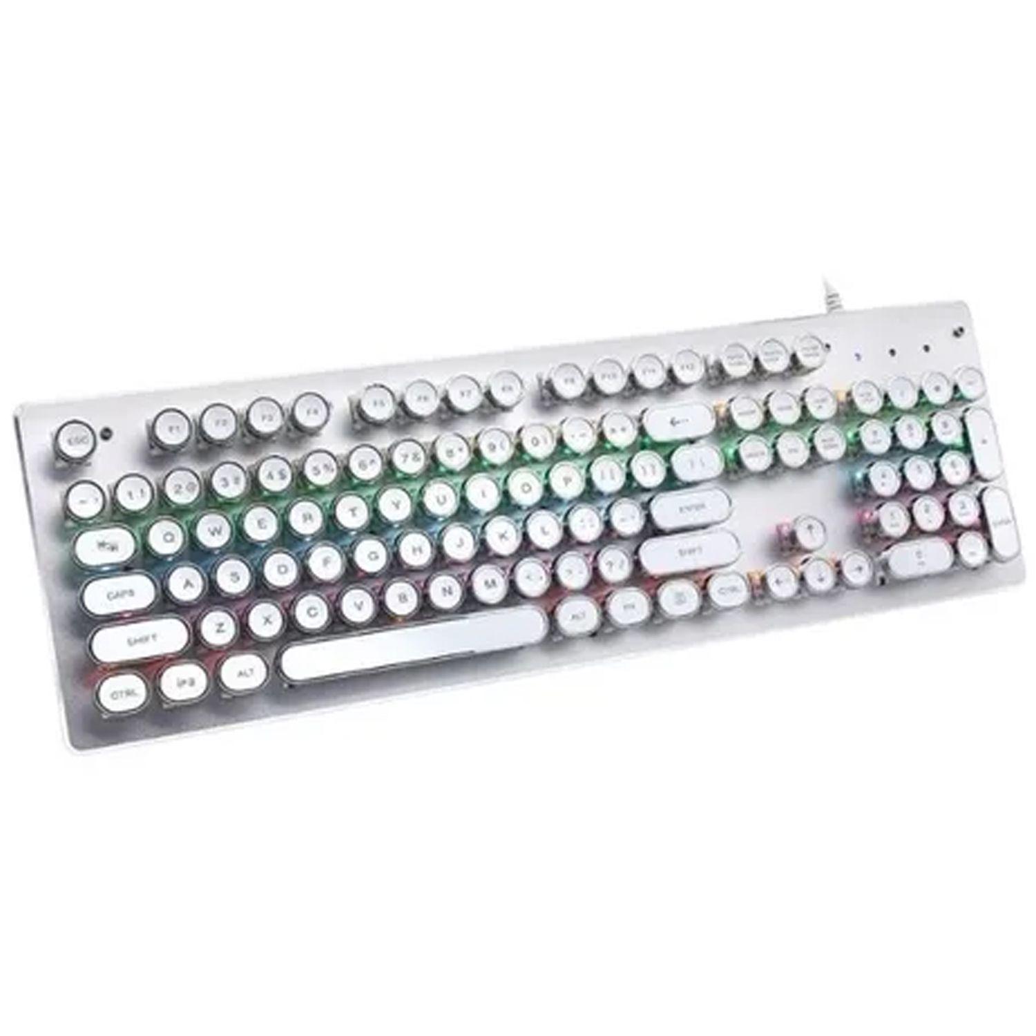 Teclado Gamer PM-1045R Blanco Switch Blue Panther-0