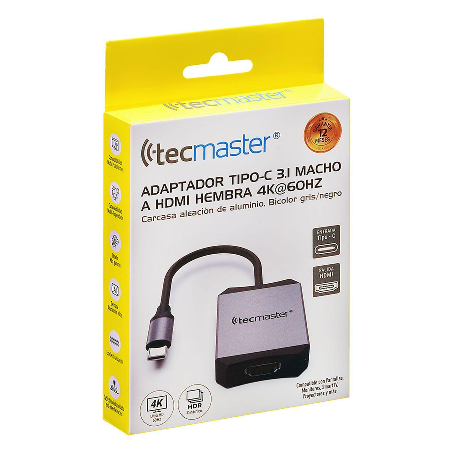Adaptador Tipo-C a Hdmi Hembra 4K 60hz Tecmaster TM-100540-2
