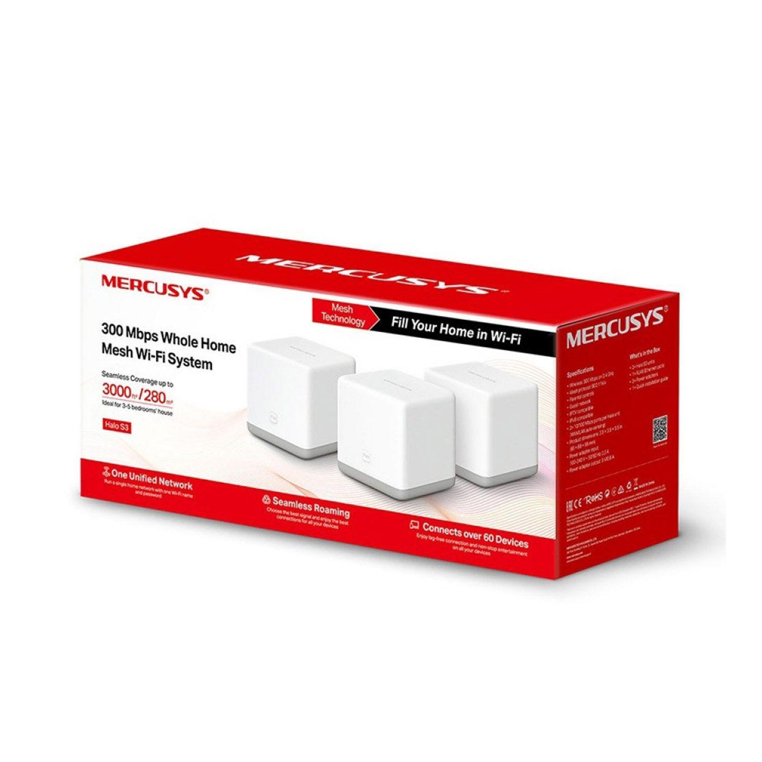 Sistema Mesh Wifi Halo S3 Kit 3 Unidades Mercusys 300mbps-0