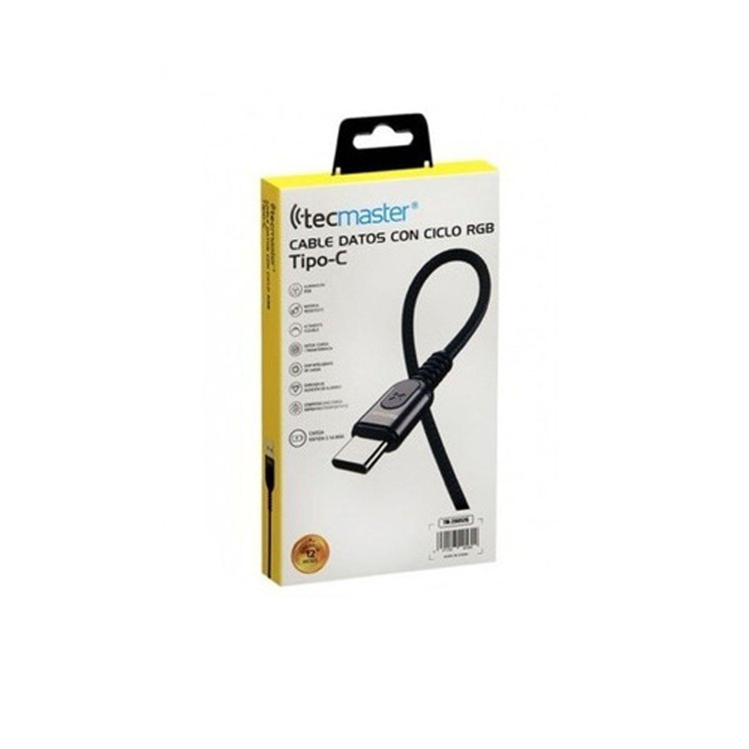 Cable Reforzado Tipo C Con Ciclo Rgb Tecmaster-1