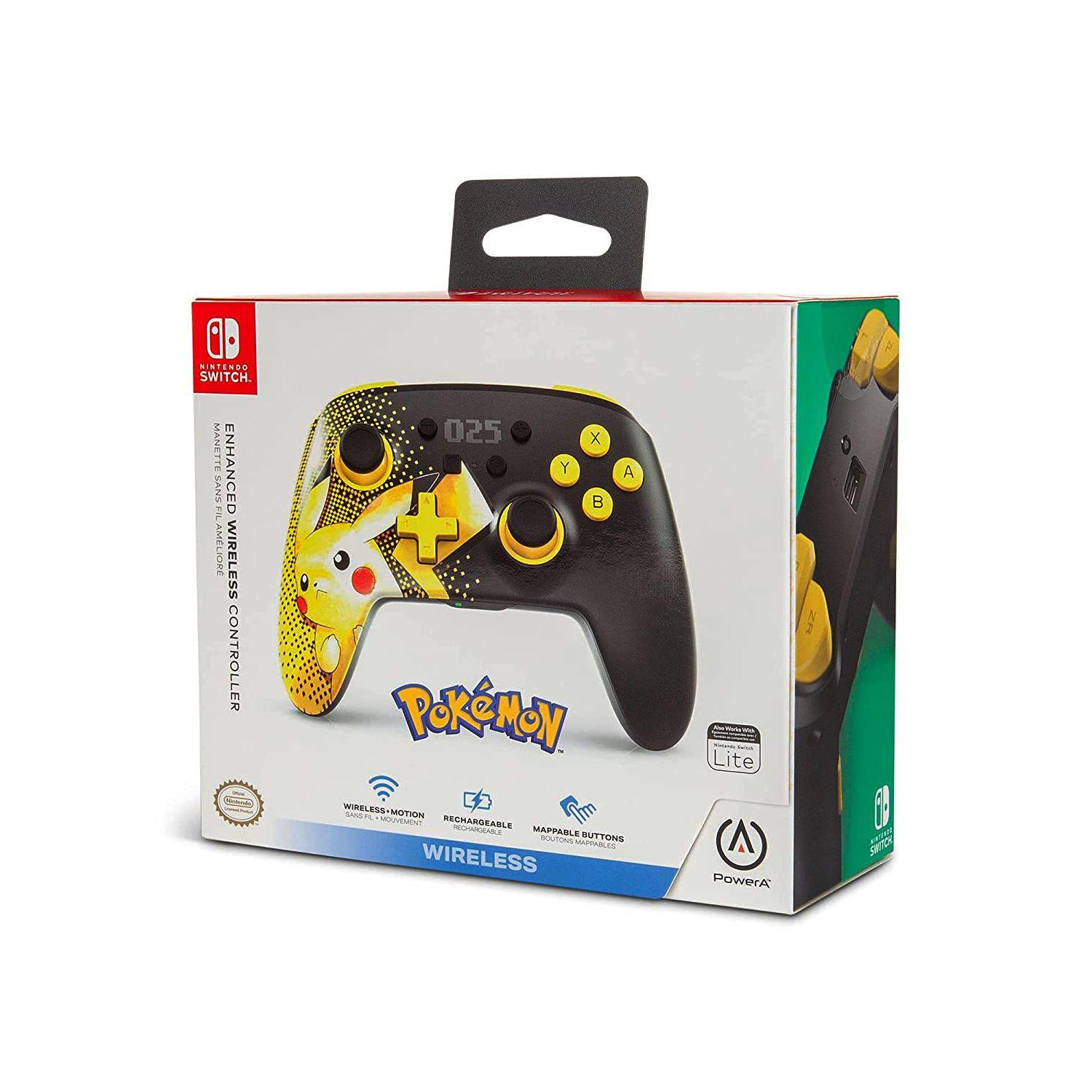 Control Pro Inalámbrico Switch Pikachu Negro y Amarillo-3
