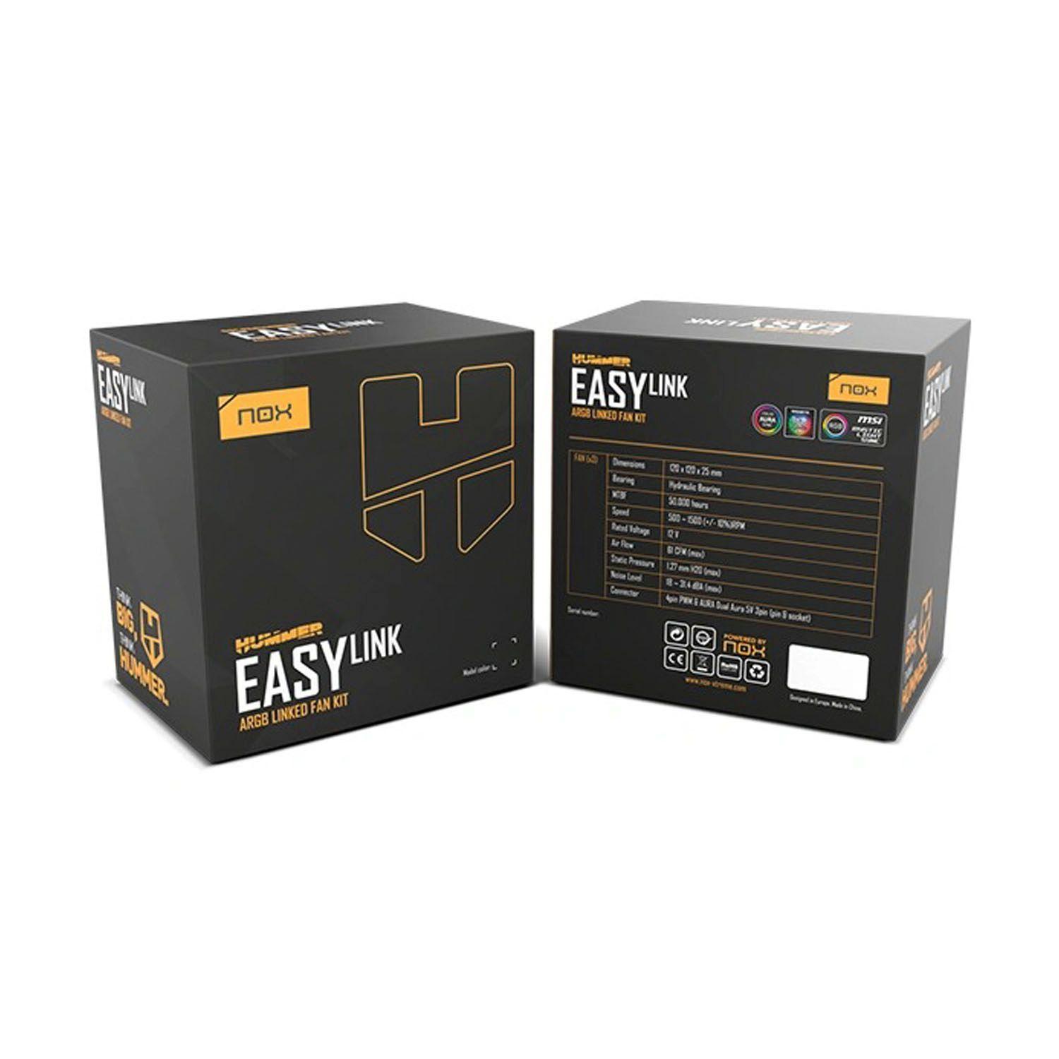 Pack 3 ventiladores Easy Link Argb Black Nox Hummer-6