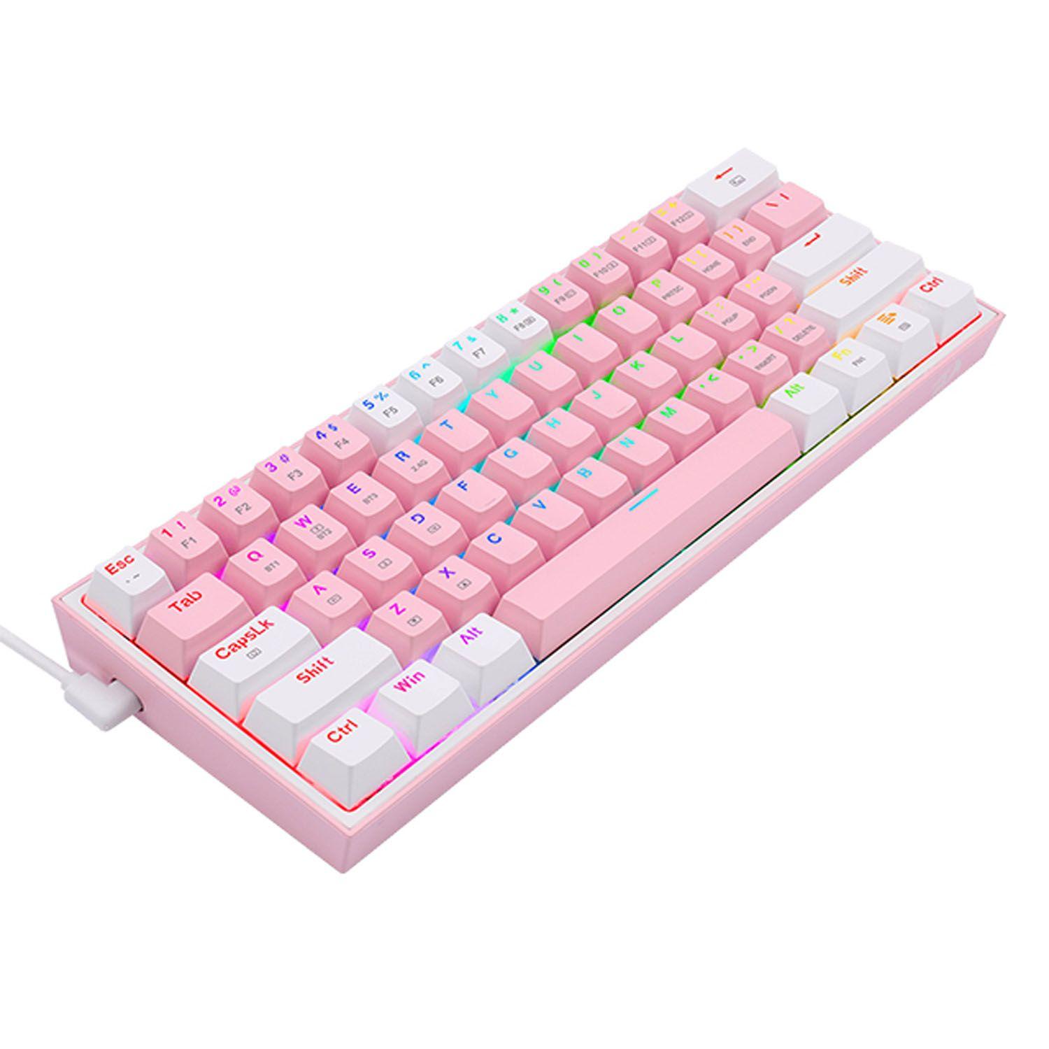 Teclado Redragon Fizz Pro 60% RGB Pink/White - Crazygames-2