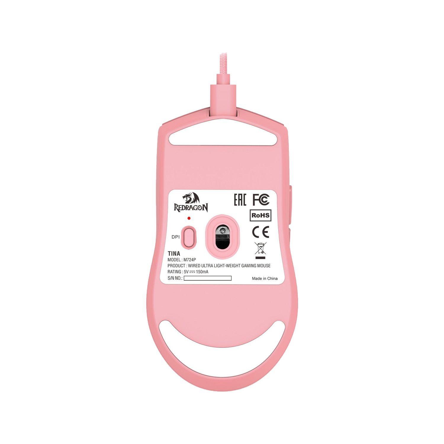 Mouse Gamer Redragon K1ng M724p Pink Ultraliviano-3