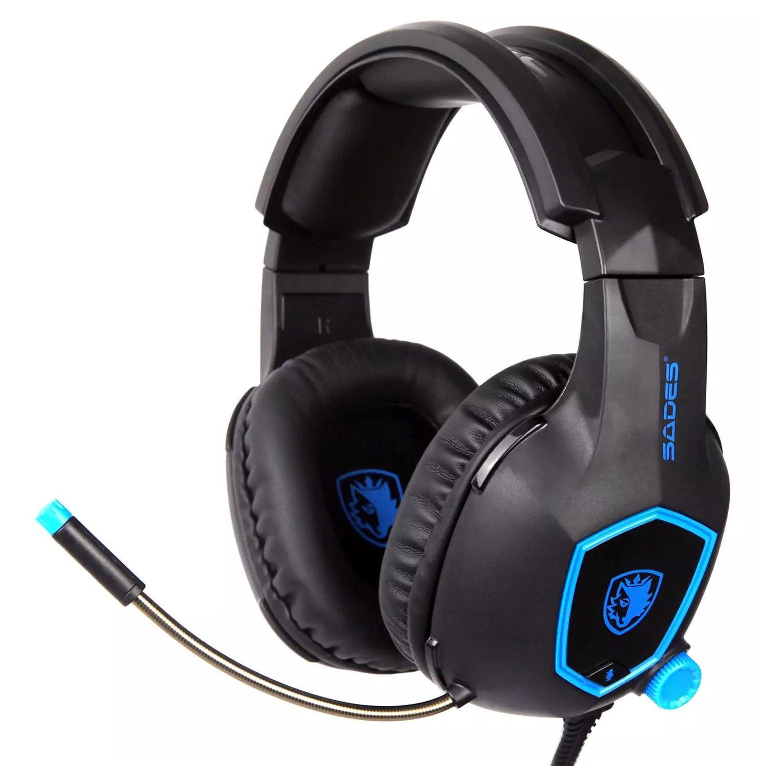 Audífono Gamer Sades SA-818 Multiplataforma Black and Blue-0