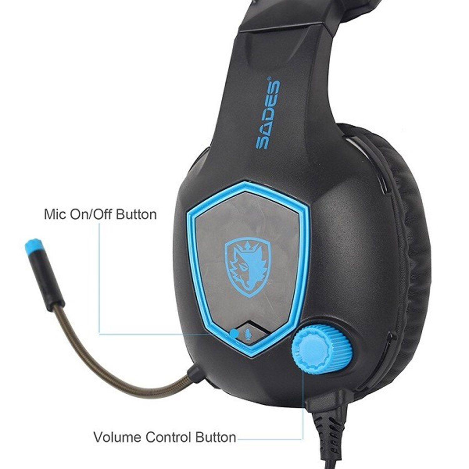 Audífono Gamer Sades SA-818 Multiplataforma Black and Blue-1