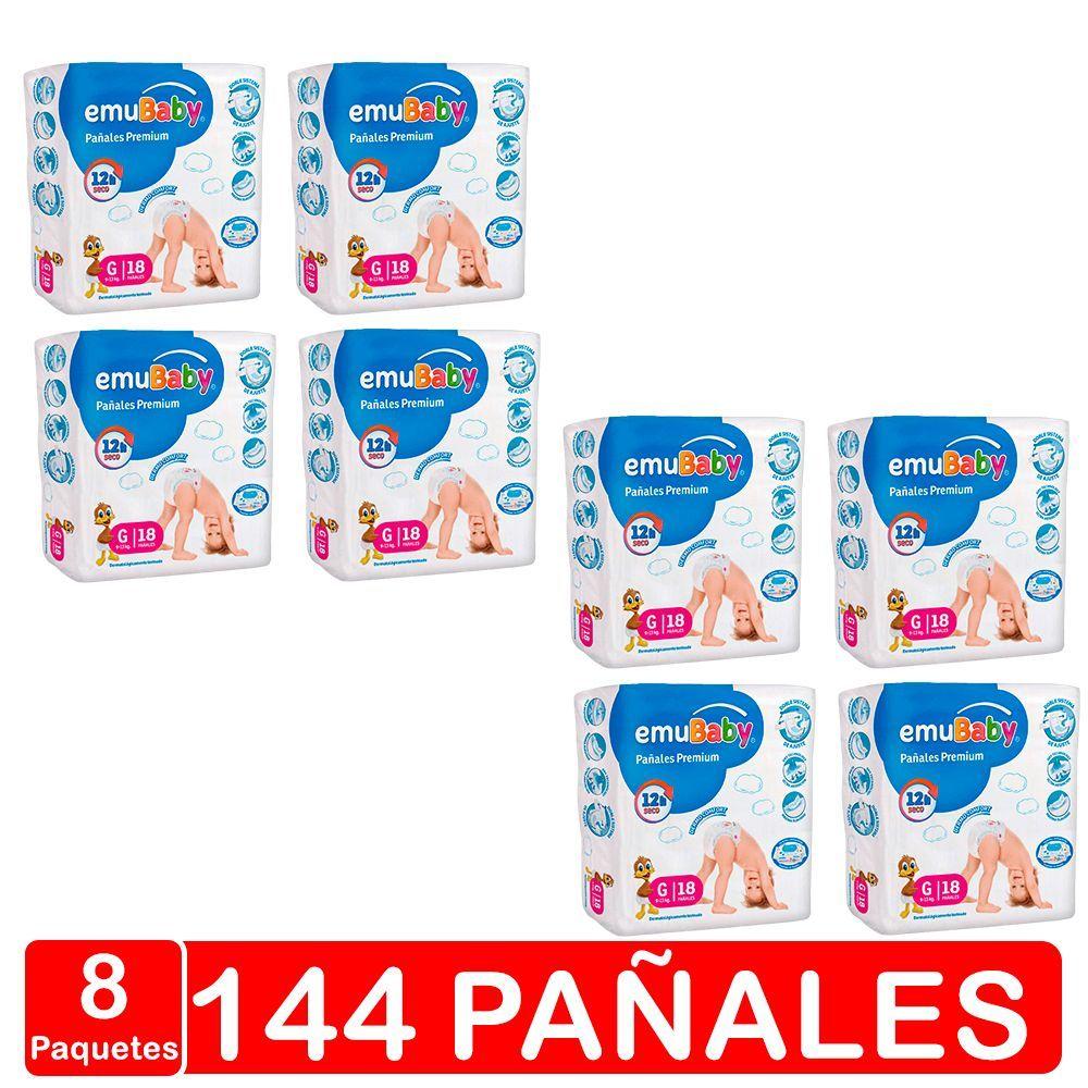 Pañales Emubaby Premium Manga X8 - Talla G - 144 Pañales-0