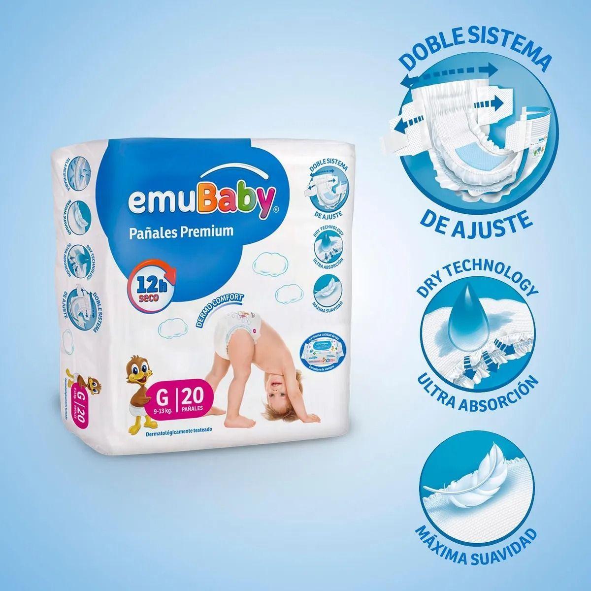 Pañales Emubaby Premium Manga X8 - Talla G - 144 Pañales-1