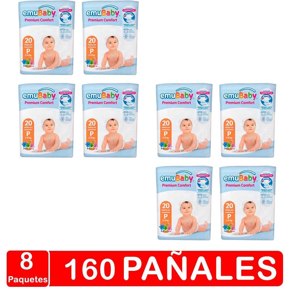 Pañales Emubaby Premium Comfort X8 - Talla P - 160 Pañales-0
