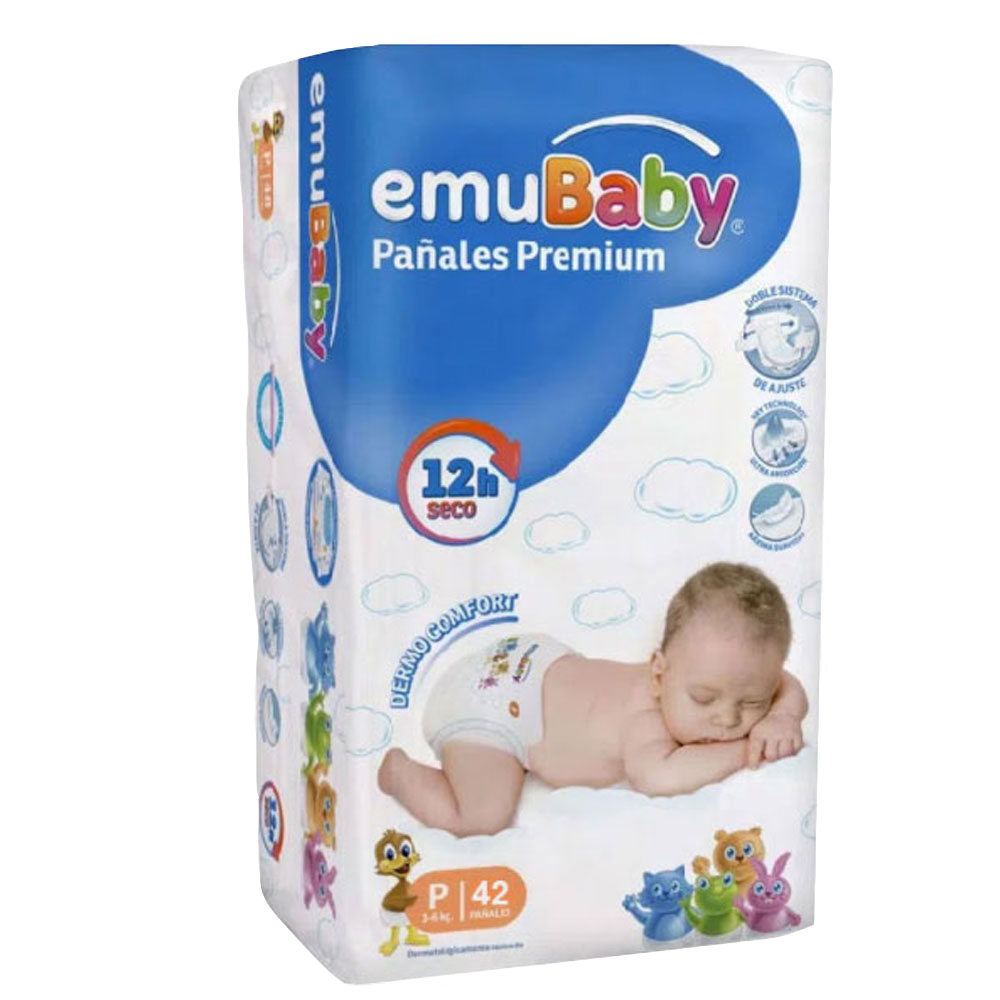 Pañales Emubaby Premium - 1 paquete - Talla P - 42 pañales.-0