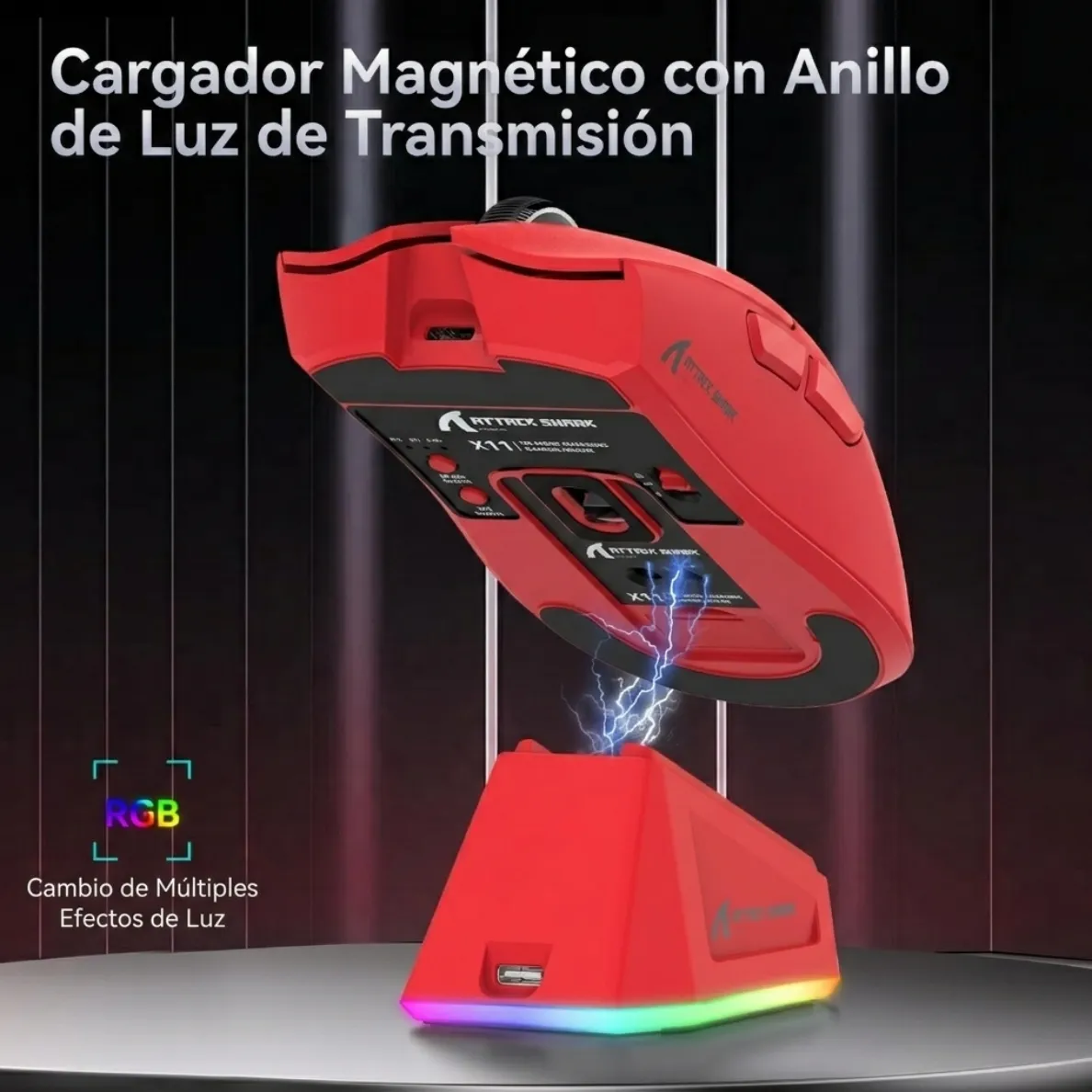 Ratón Gamer Attack Shark X11 Tri Mode 22000 Dpi Paw3311 Rojo-2