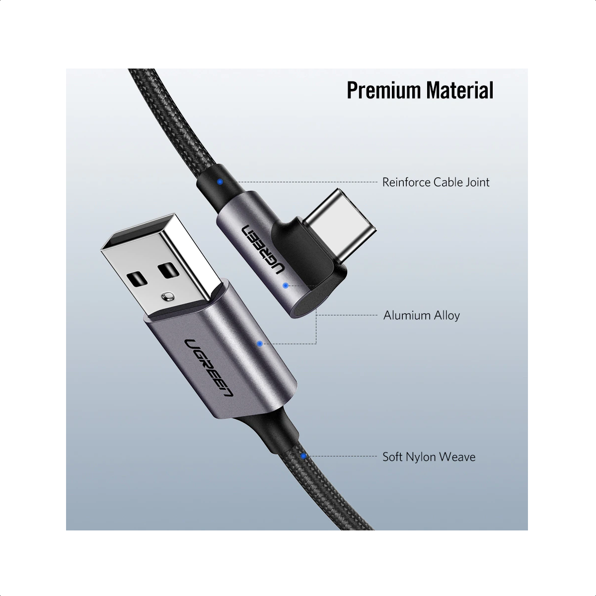 Cable USB a USB tipo C 90° 60w 2 Metros UGREEN -5