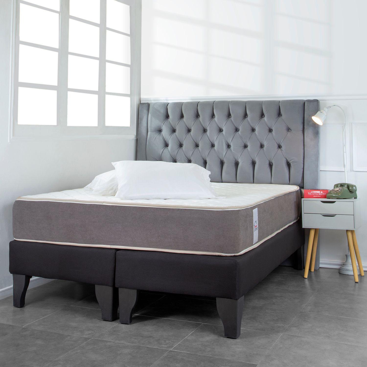 Base de cama dividida Focus 2 plazas lino negro-6