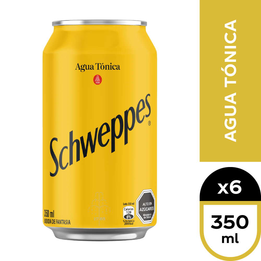 6x Agua Tónica Schweppes Lata 350cc-1