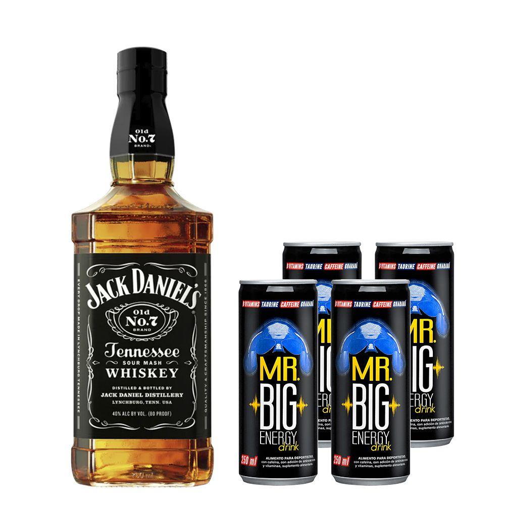 Whiskey Jack Daniels N°7 750cc + 4 Energéticas Mr Big 250cc-0