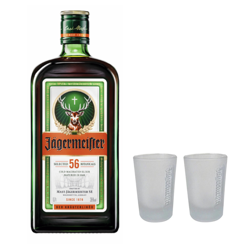 Licor Jagermeister 35° 700cc + 2 Shot Glasses-0