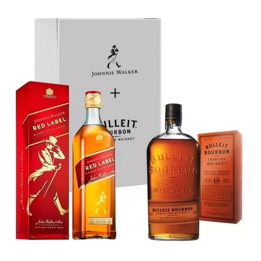 Whisky JW Red Label 750ml + Whiskey Bulleit 750ml-0