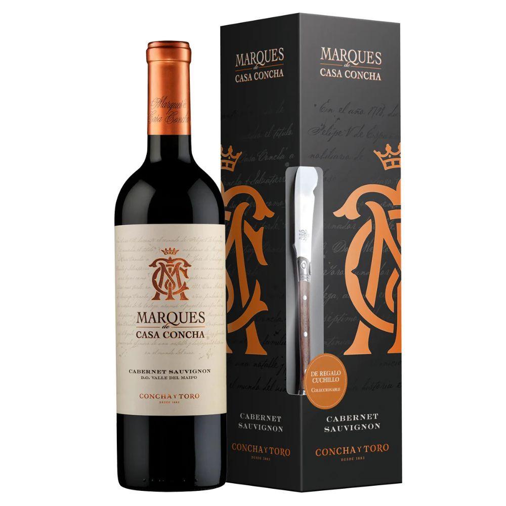 Vino Marques de Casa Concha Cabernet Sauvignon 750cc + Cuchillo Coleccionable de Regalo-0