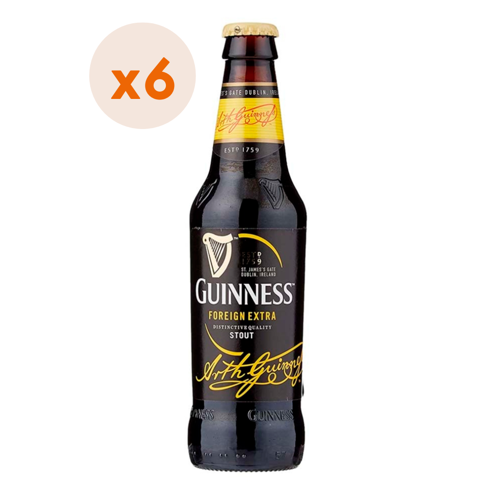 6x Cerveza Guinness Foreign Extra Stout Botellín 7,5º 330cc-0