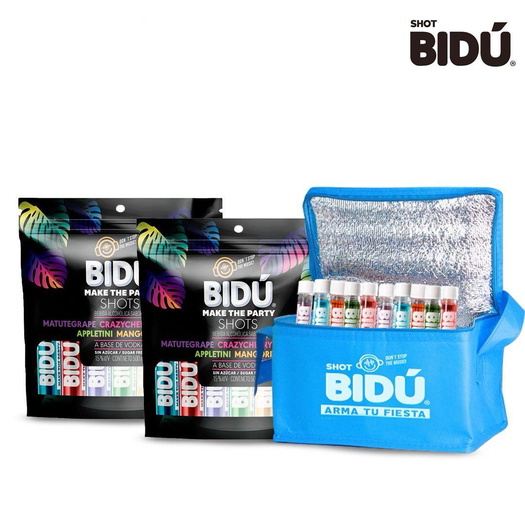 2x Vodka Bidú 20 Shots 15° 30cc + Cooler Bag de regalo-0