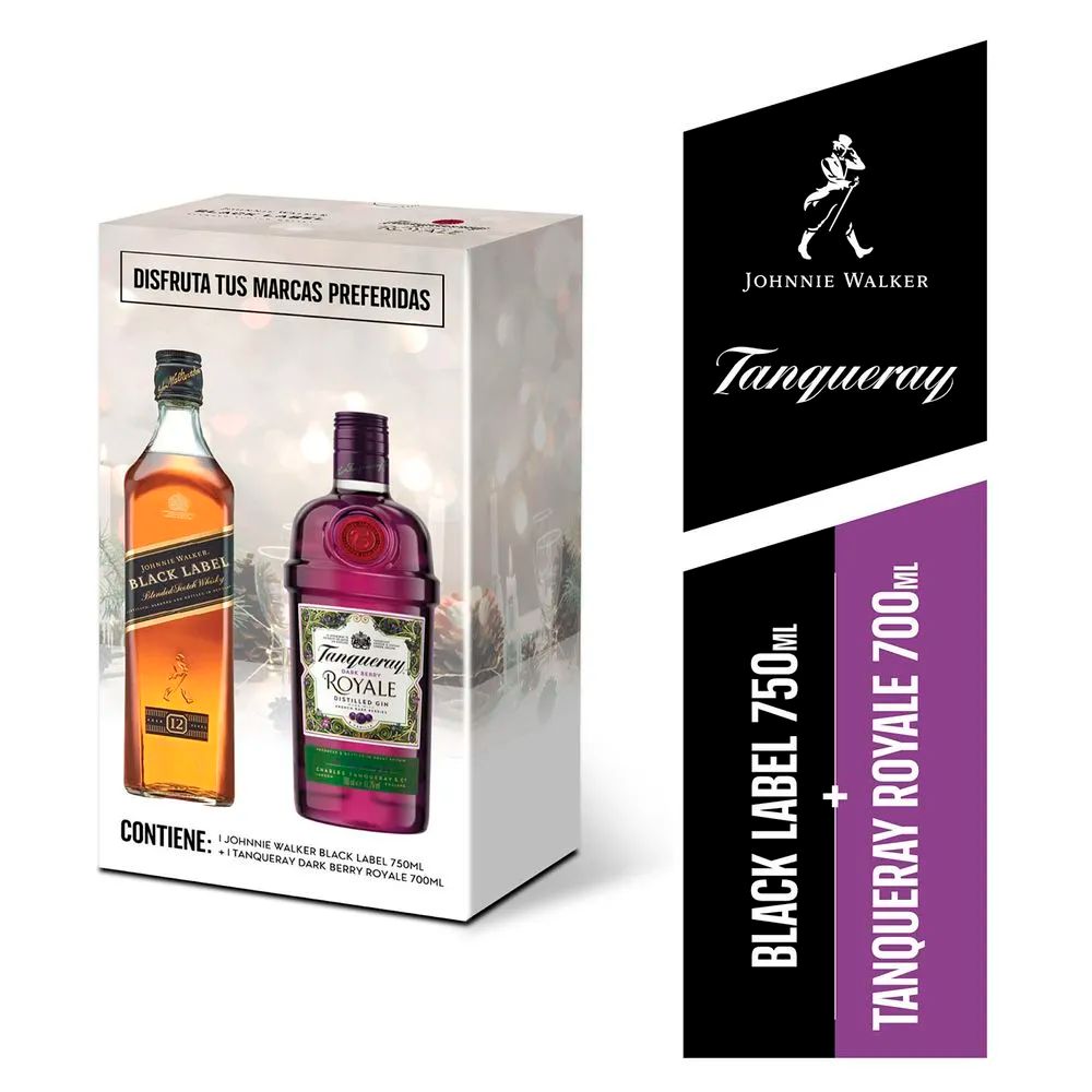 Whisky JW Black Label 750ml + Gin Tanqueray Dark Berry 700ml-1