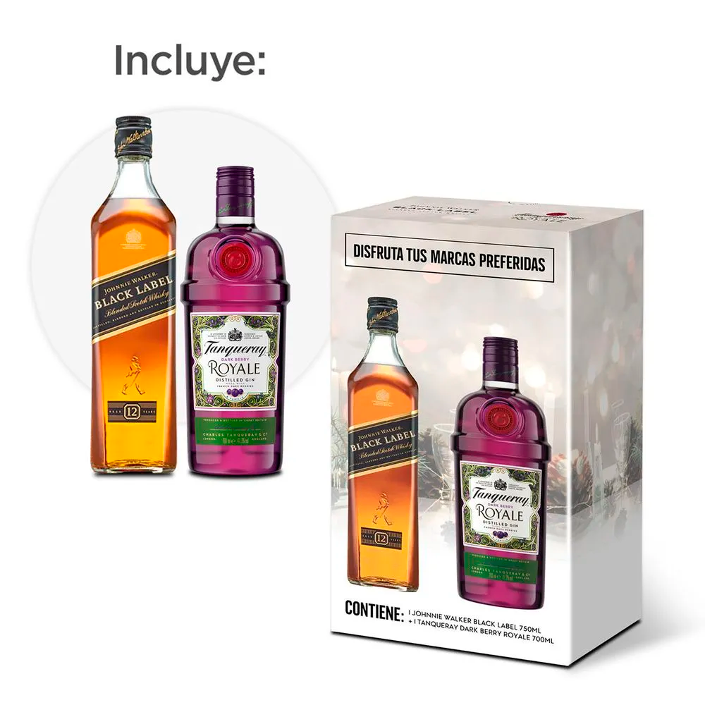 Whisky JW Black Label 750ml + Gin Tanqueray Dark Berry 700ml-2