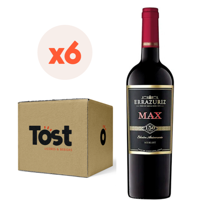 6x Vino Errázuriz Max Reserva Merlot 750cc + Decantador-0