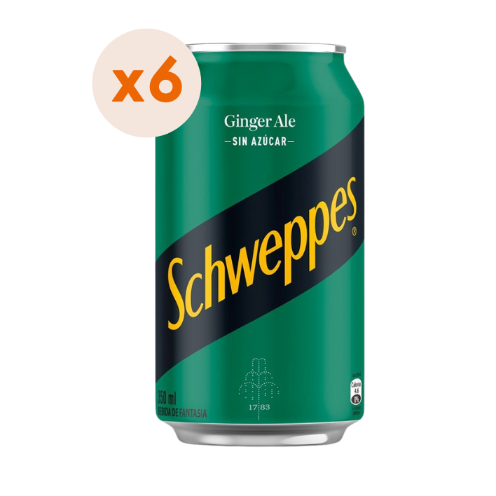 6x Ginger Ale Schweppes  Zero Lata 350cc-0