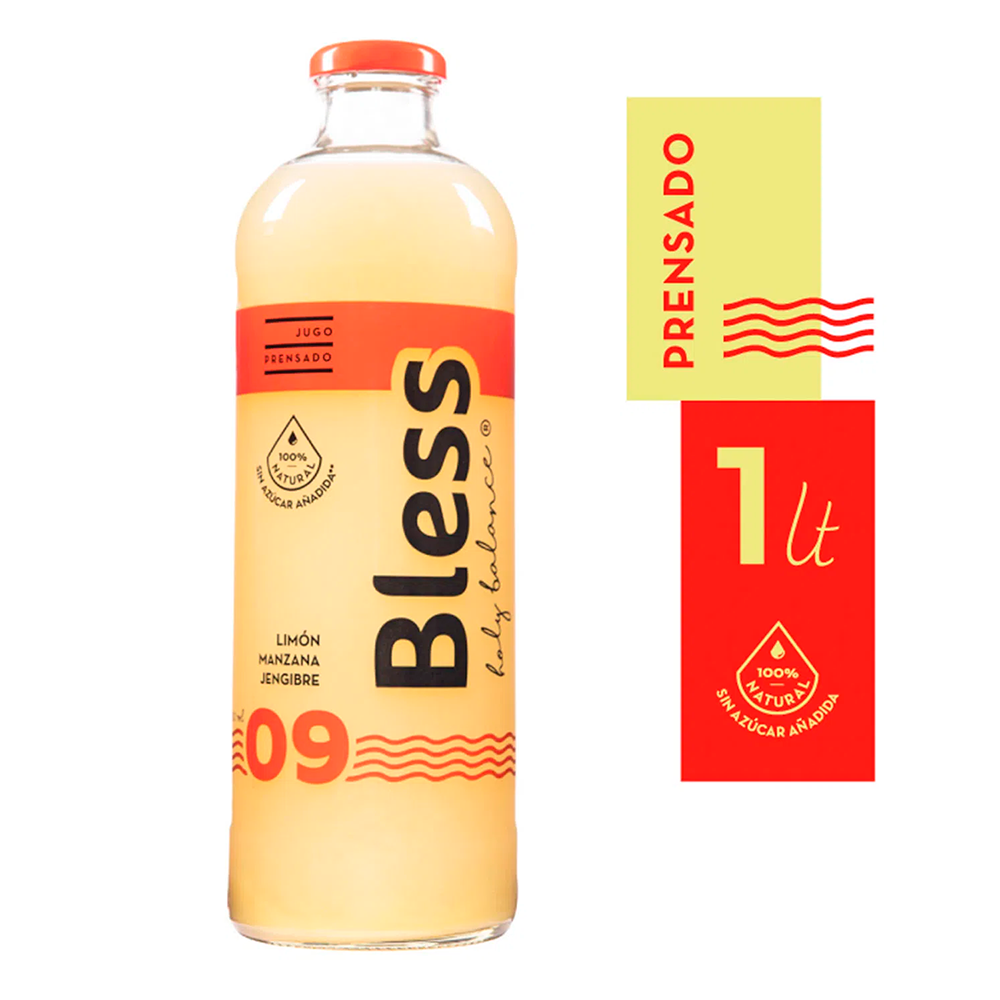 Jugo Prensado Bless 09 Limón Manzana Jengibre 1000cc-1