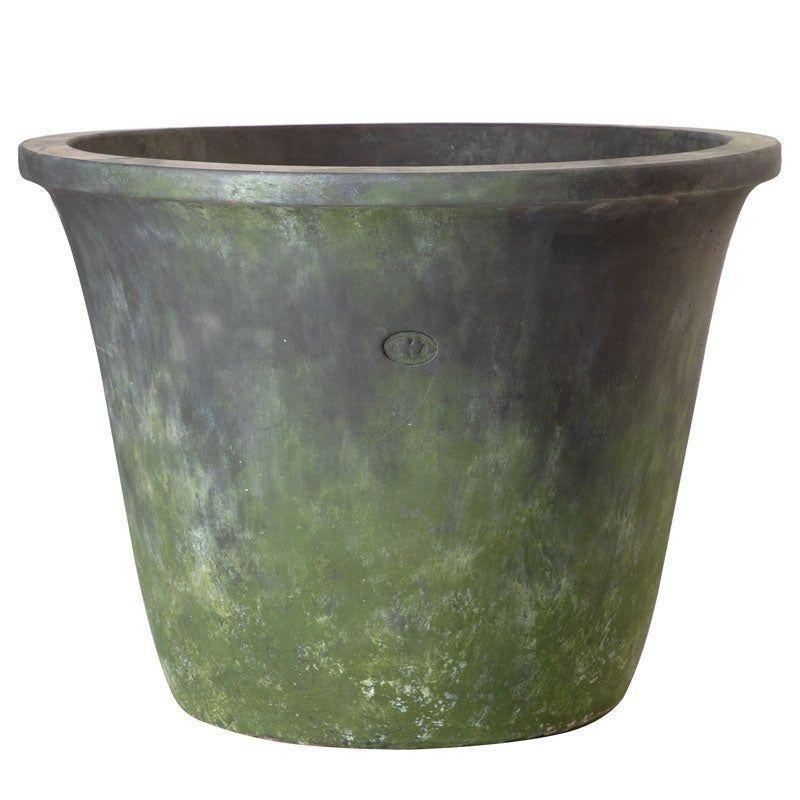 Macetero Tina rustica verde musgo L-0