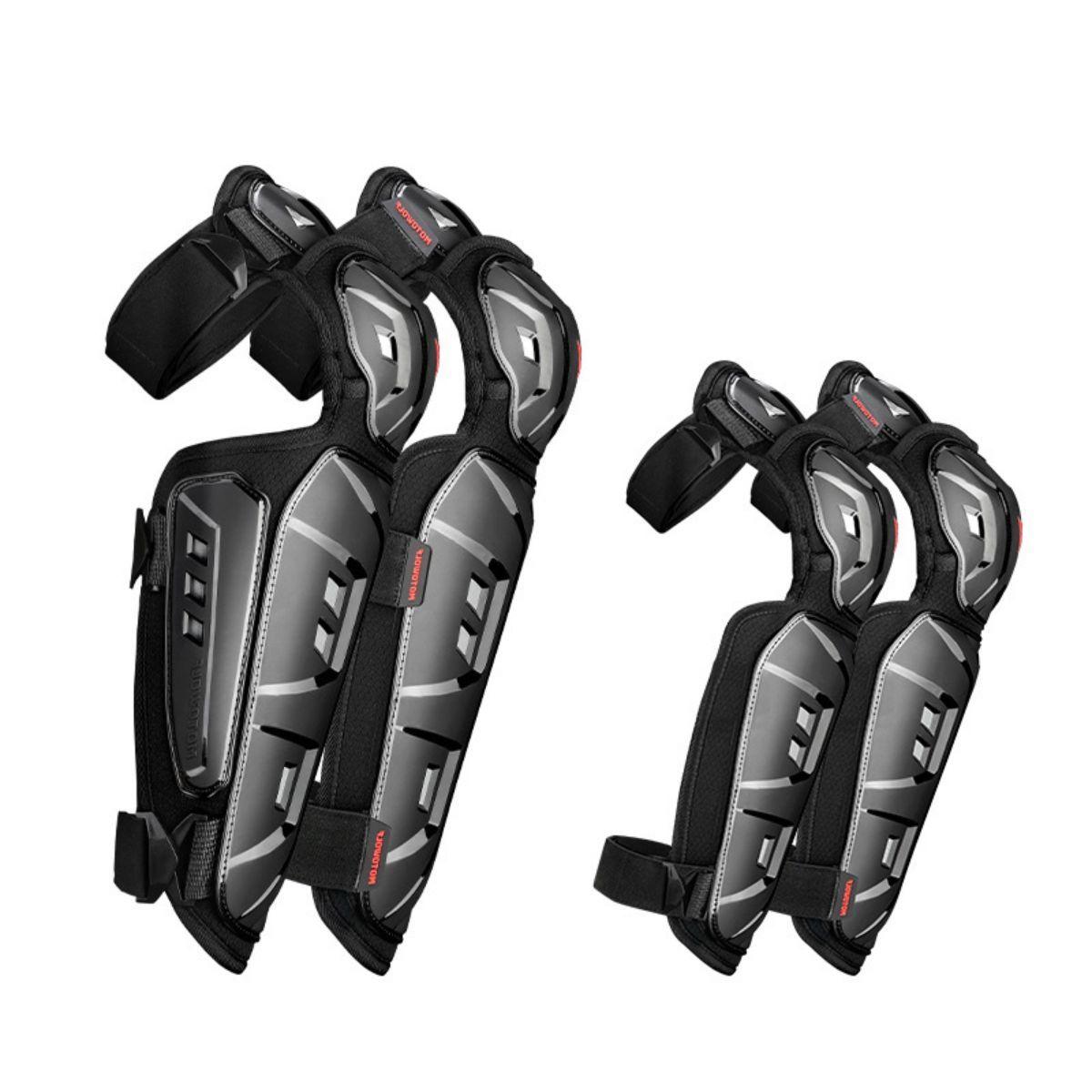Pack de Rodilleras Largas y Coderas para Motociclismo  Motowolf 1029HJ-BK-2