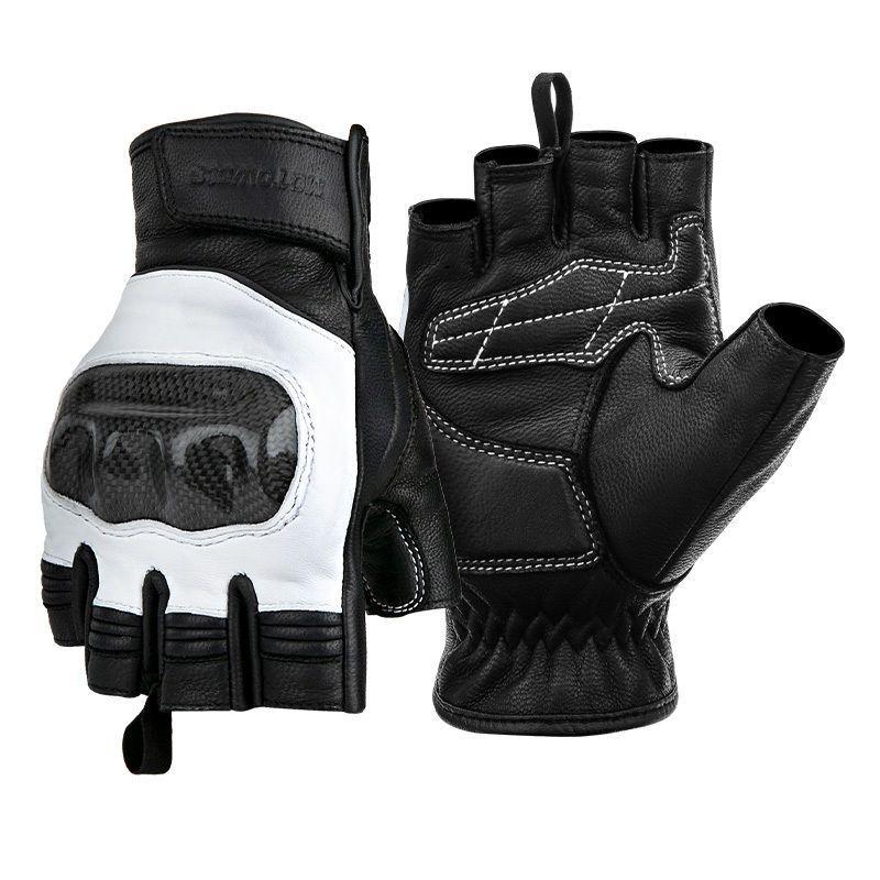 Guantes de medio dedo de cuero para motocilcimo Motowolf 0334B-0