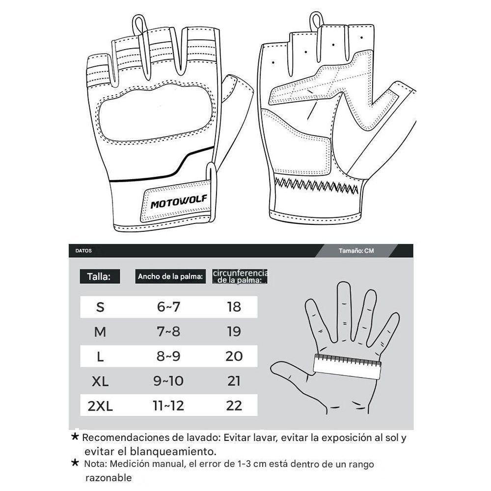 Guantes de medio dedo de cuero para motocilcimo Motowolf 0334B-7