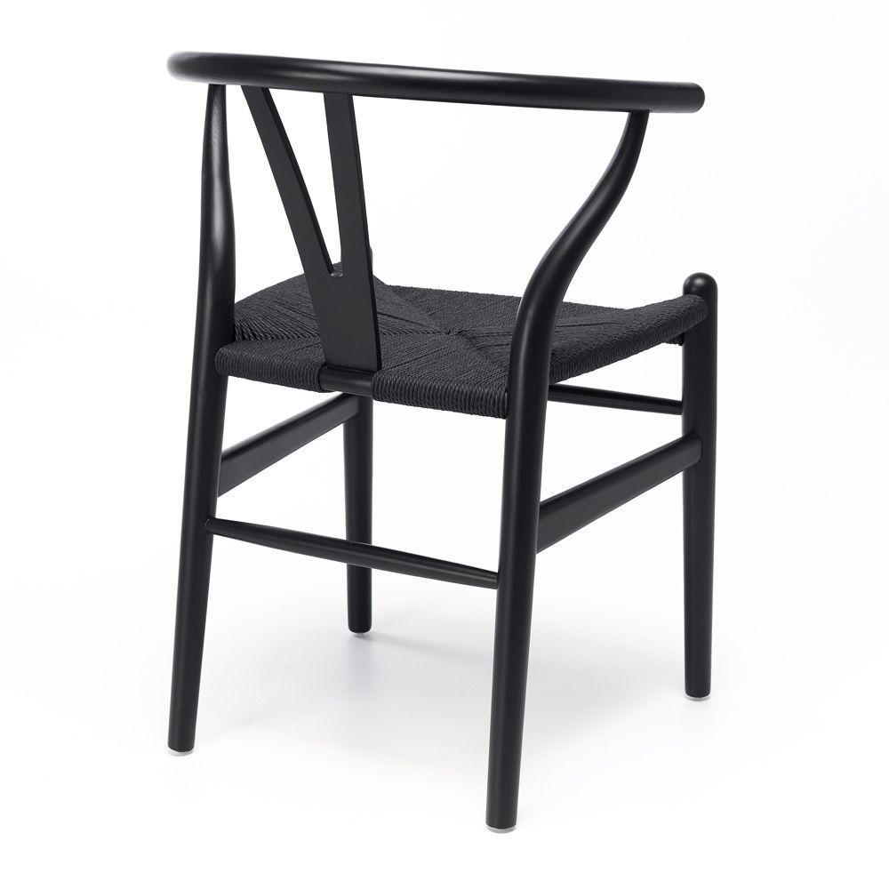 Pack 2 sillas de Madera Wishbone Asiento de cuerda LF9-01 - negro-4
