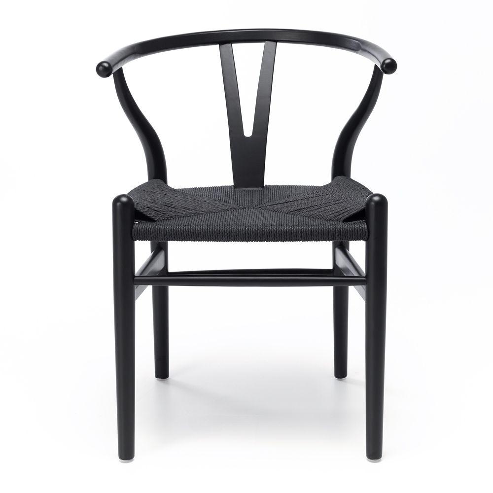 Pack 2 sillas de Madera Wishbone Asiento de cuerda LF9-01 - negro-2