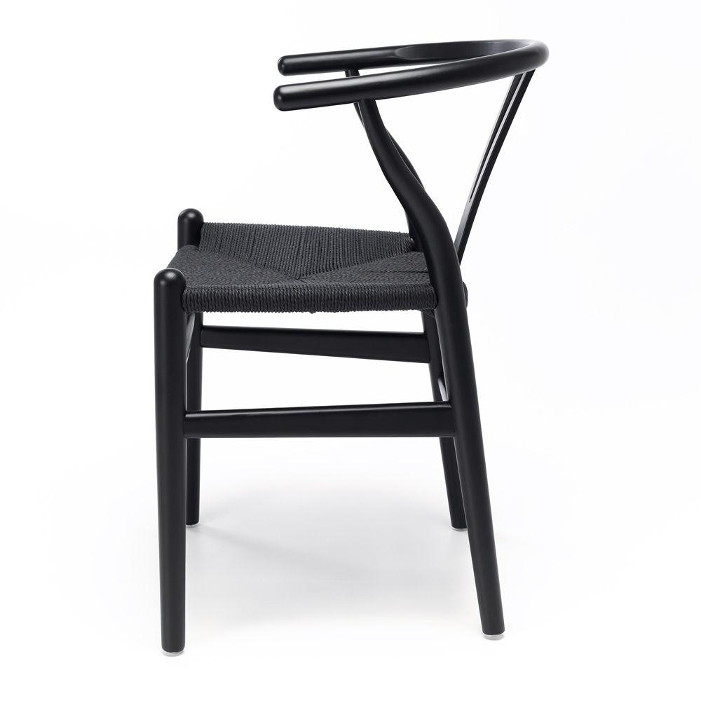 Pack 2 sillas de Madera Wishbone Asiento de cuerda LF9-01 - negro-3