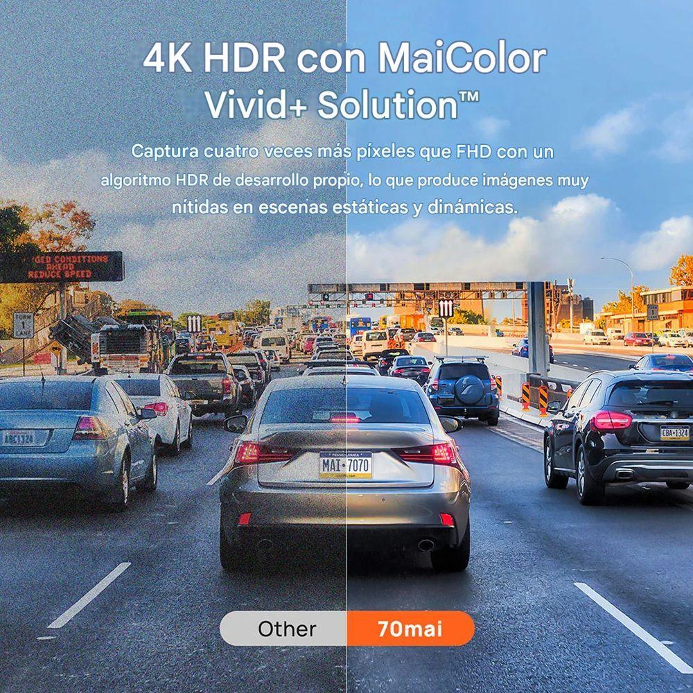Cámara para vehículo 4k HDR, GPS, ADAS, WIFI y Visión Nocturna 70mai A810-7