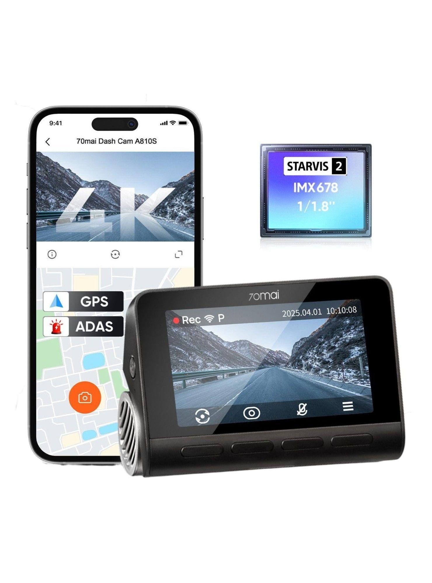 Cámara Para Vehículo Sony STARVIS 2 4K HDR GPS ADAS AI Parking Wi-Fi Supercapacitor 70mai A810S-4