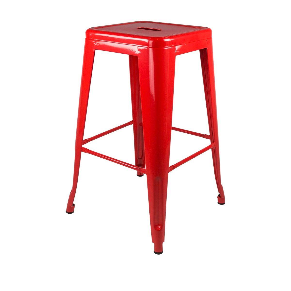 Pack 4 Taburetes Pisos Metal Tolix para Comedor Bar LF5-03H 66cm - Rojo-1
