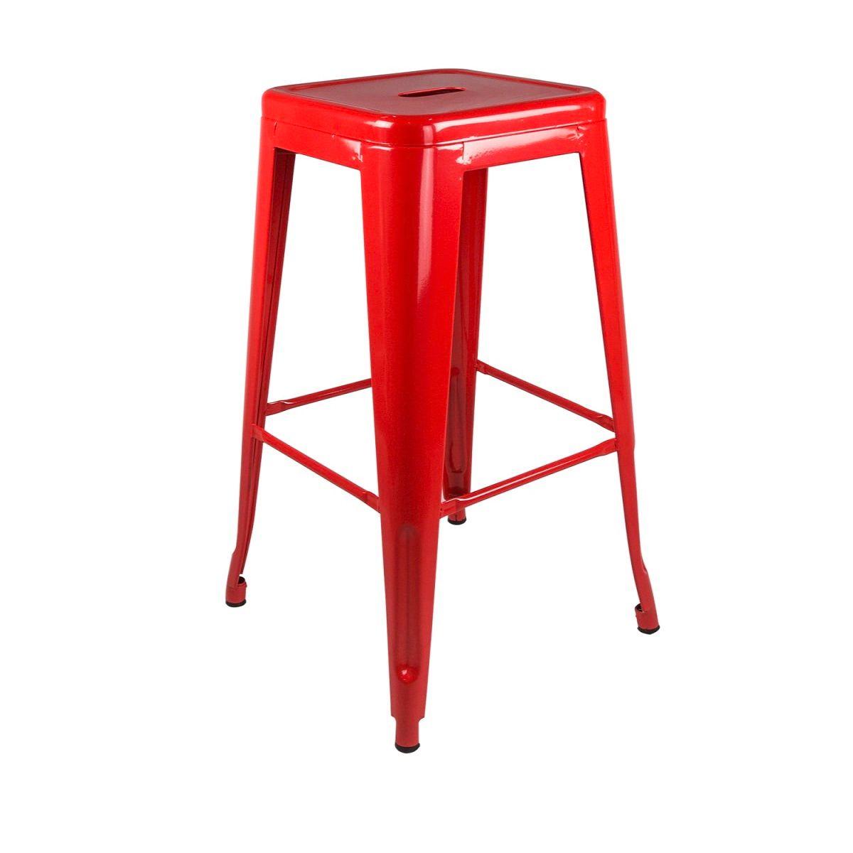 Pack 4 Taburetes Pisos Metal Tolix para Comedor Bar LF5-03H 66cm - Rojo-3