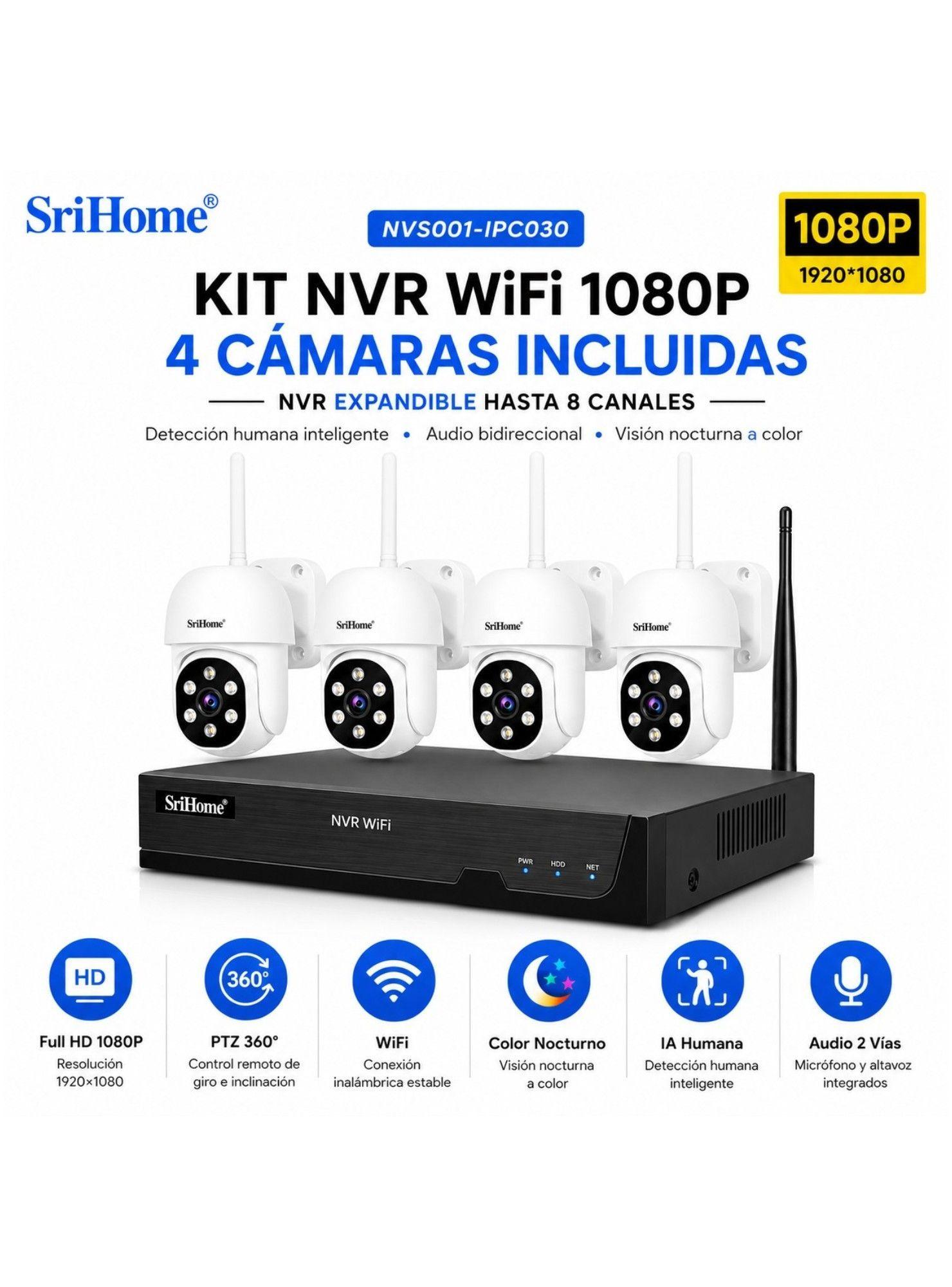 Kit NVR SriHome NVS001 4 Cámaras PTZ WiFi IPC030-3