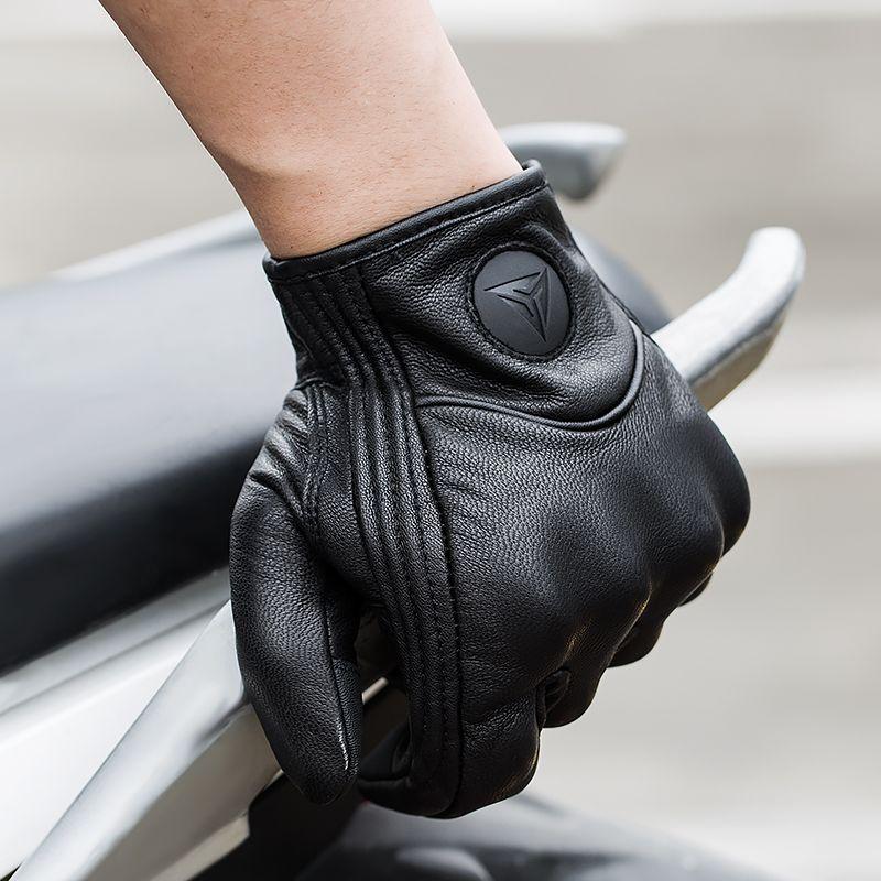 Guantes para motociclismo de cuero liso Motowolf 0302-7