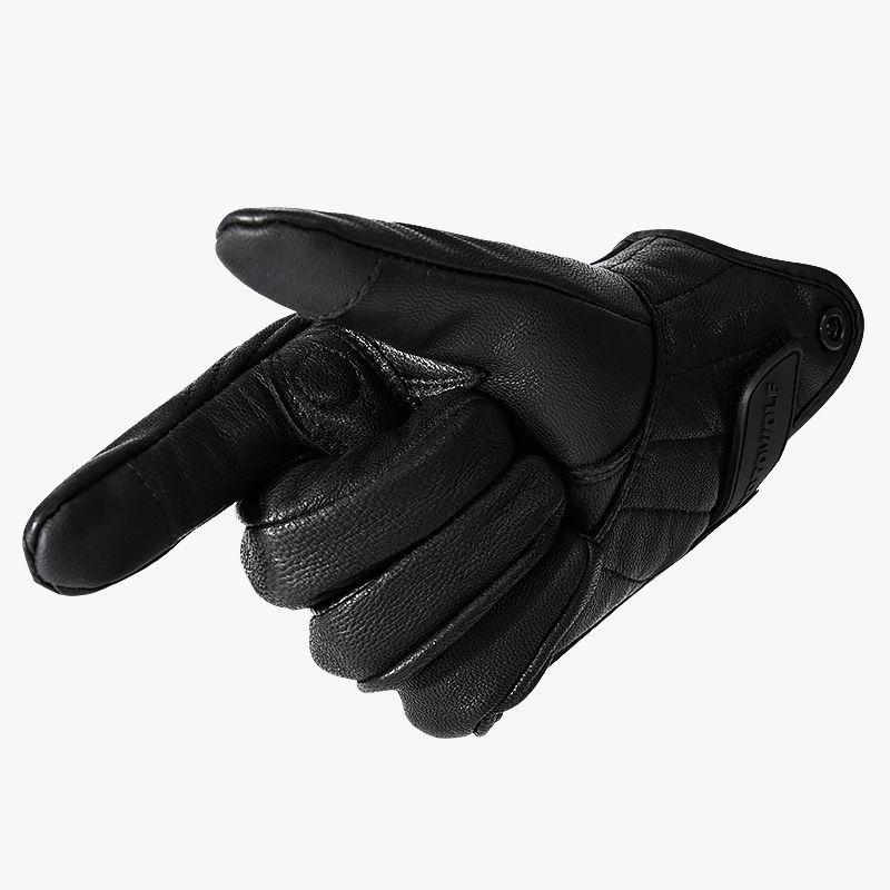 Guantes para motociclismo de cuero liso Motowolf 0302-2