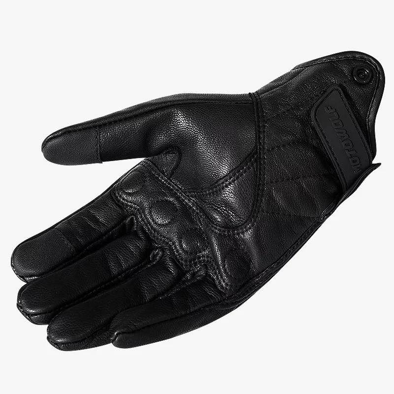 Guantes para motociclismo de cuero liso Motowolf 0302-4