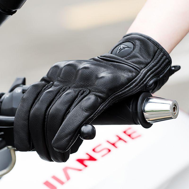 Guantes para motociclismo de cuero liso Motowolf 0302-6