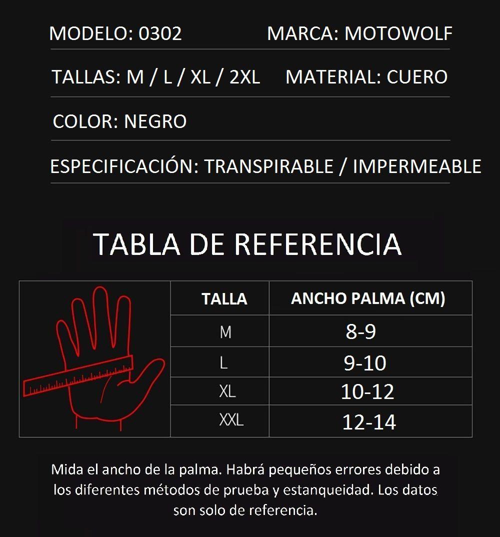 Guantes para motociclismo de cuero liso Motowolf 0302-9