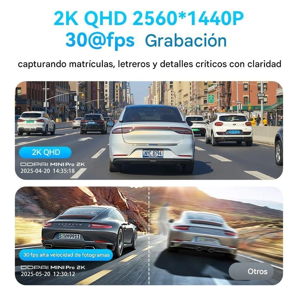 Cámara Para Vehículo 2K 1440P Lente 330º Visión Nocturna WiFi DDPAI Mini Pro 2K-6
