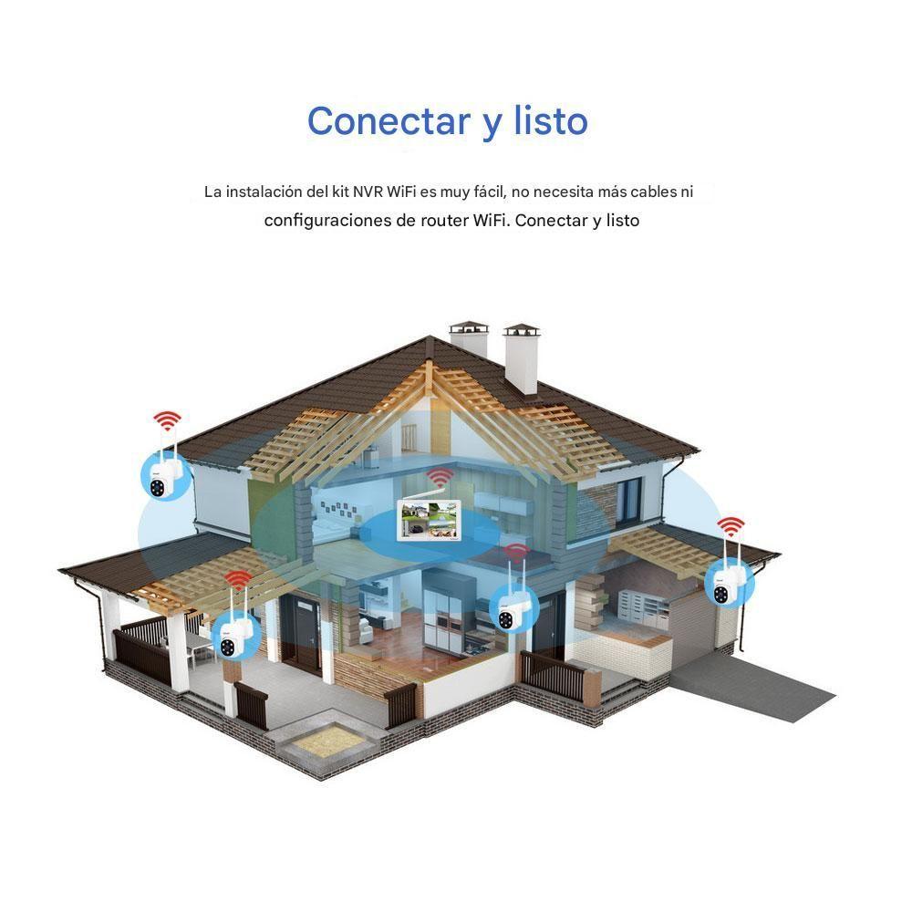 Kit NVR Srihome 4 camaras IPC030 PTZ Wifi 2MP NVR NVS009 con pantalla 8CH-6