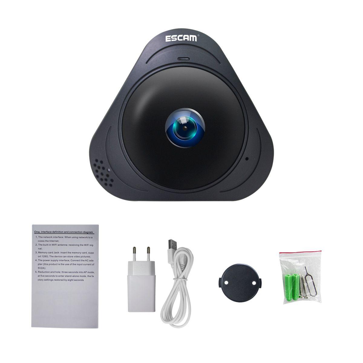 Camara Ip wifi panoramica 360 Escam Q8 - negra-3